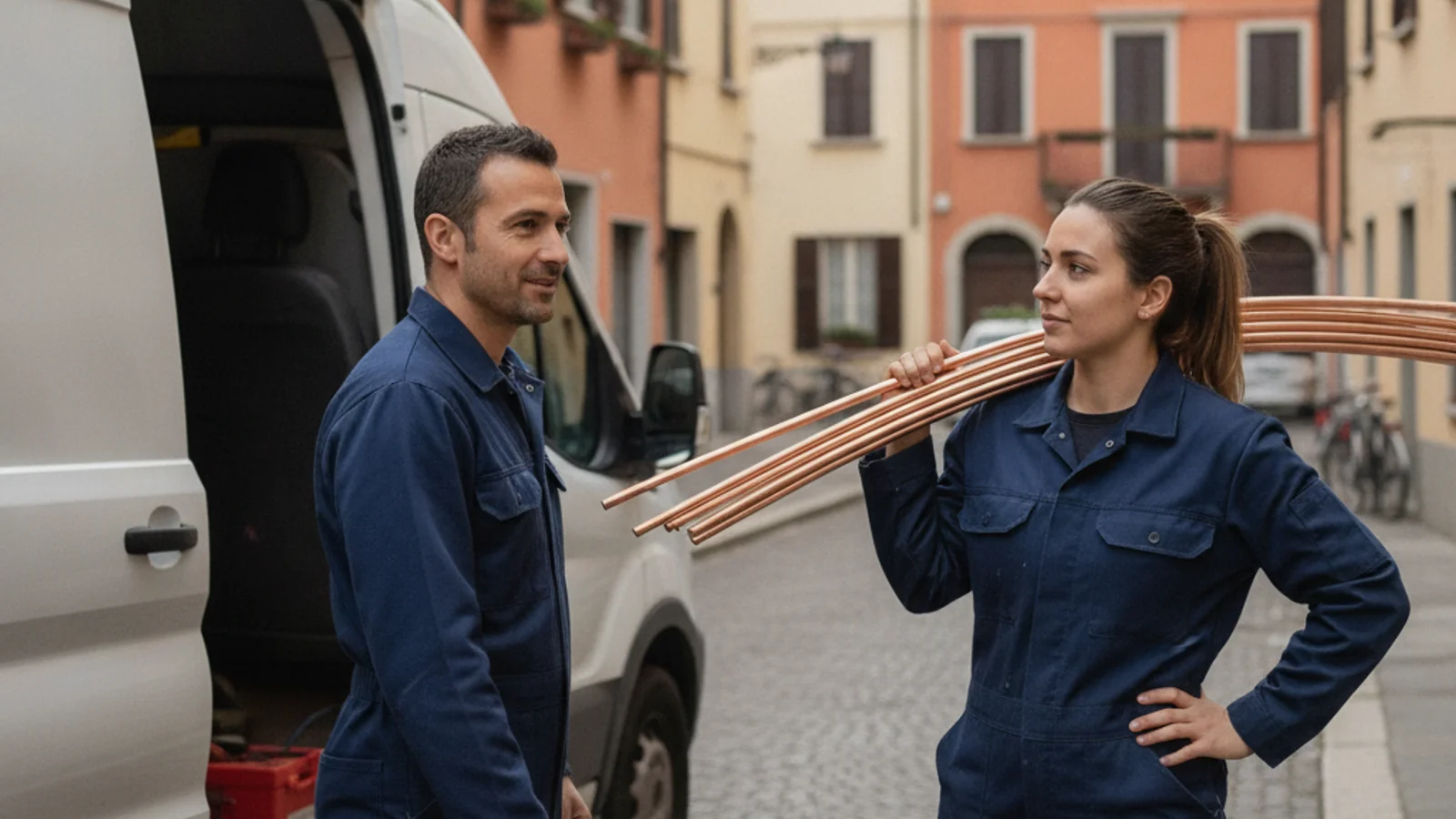 Tecnici di Assistenza Condizionatori Varese con il furgone del servizio